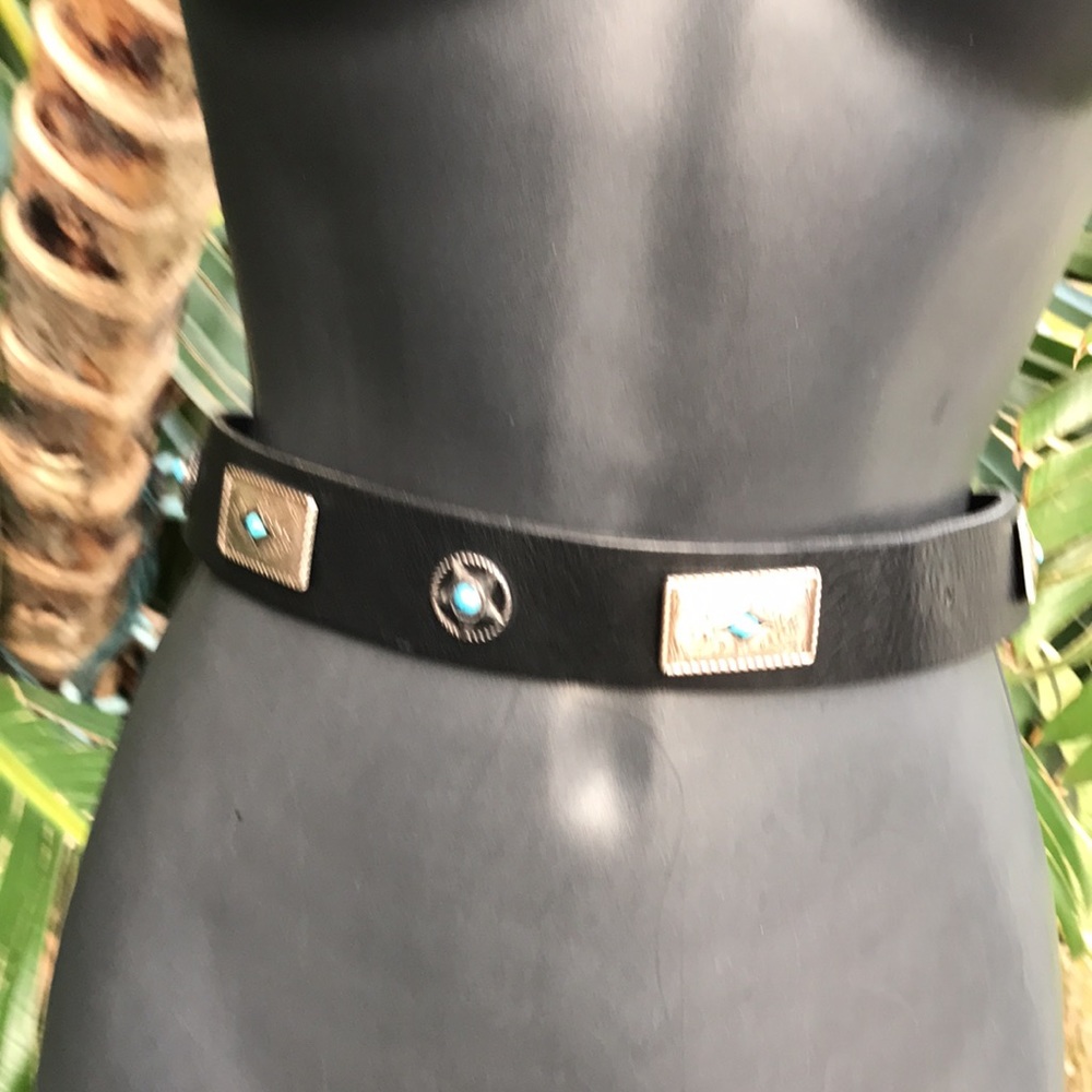 Fossil leather and silver churro belt